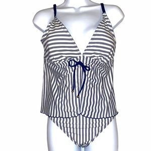 Time and Tru Stripe 2 Piece Bathing Suit L/G.